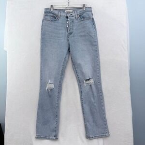 Levis Jeans Womens 31x29 Blue Wedgie Straight Leg Distressed